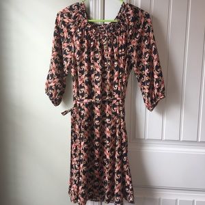 Pink/navy fan dress